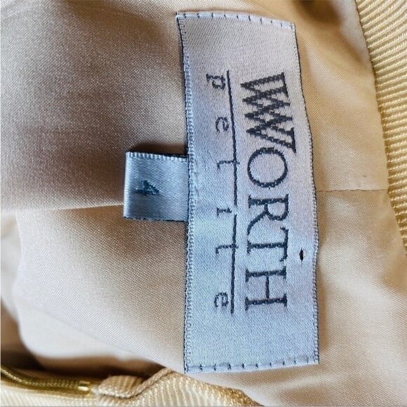 W by Worth Tan Viscose Zip Jacket Pencil Skirt Suit Set Size 4P Elegant Chic - Picture 11 of 14